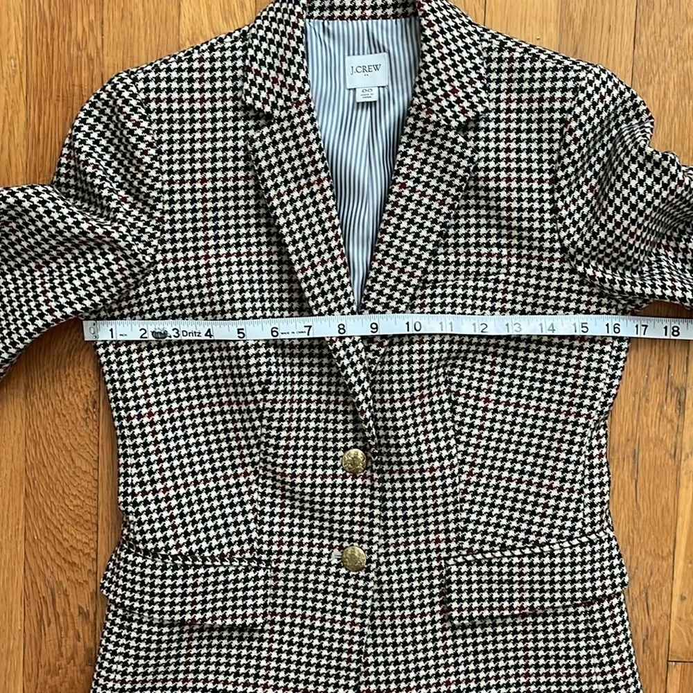 J.Crew Fitted Herringbone Plaid Two Button Wool Blend Blazer Jacket Size 00 - Picture 13 of 15
